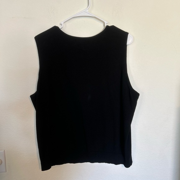 August Silk Womens Top 1X Silk Blend Black Sleeveless Pullover Knit Tank Sweater - Picture 2 of 8